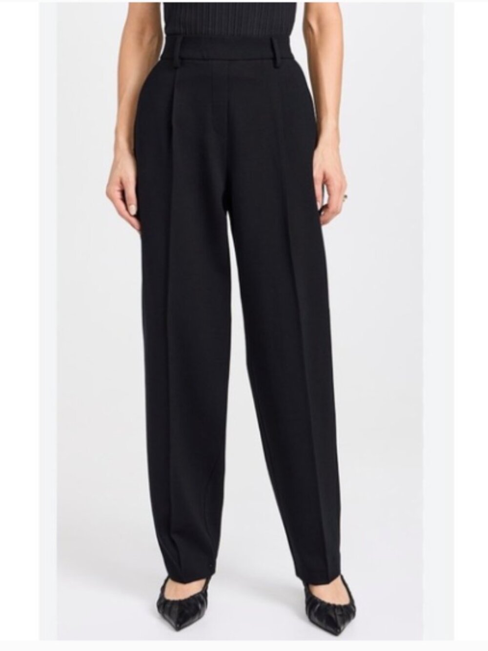 Spanx Perfect Collection Pleated Ankle Black Ponte Barrel Pants Small